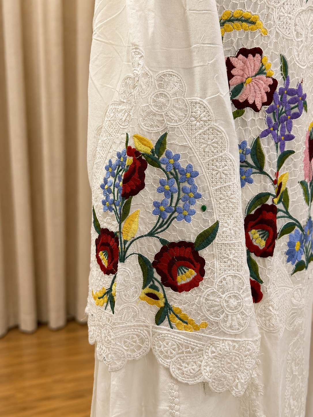 Inspired Maria B Royal White Semi-stitched Embroidered Cotton Suit