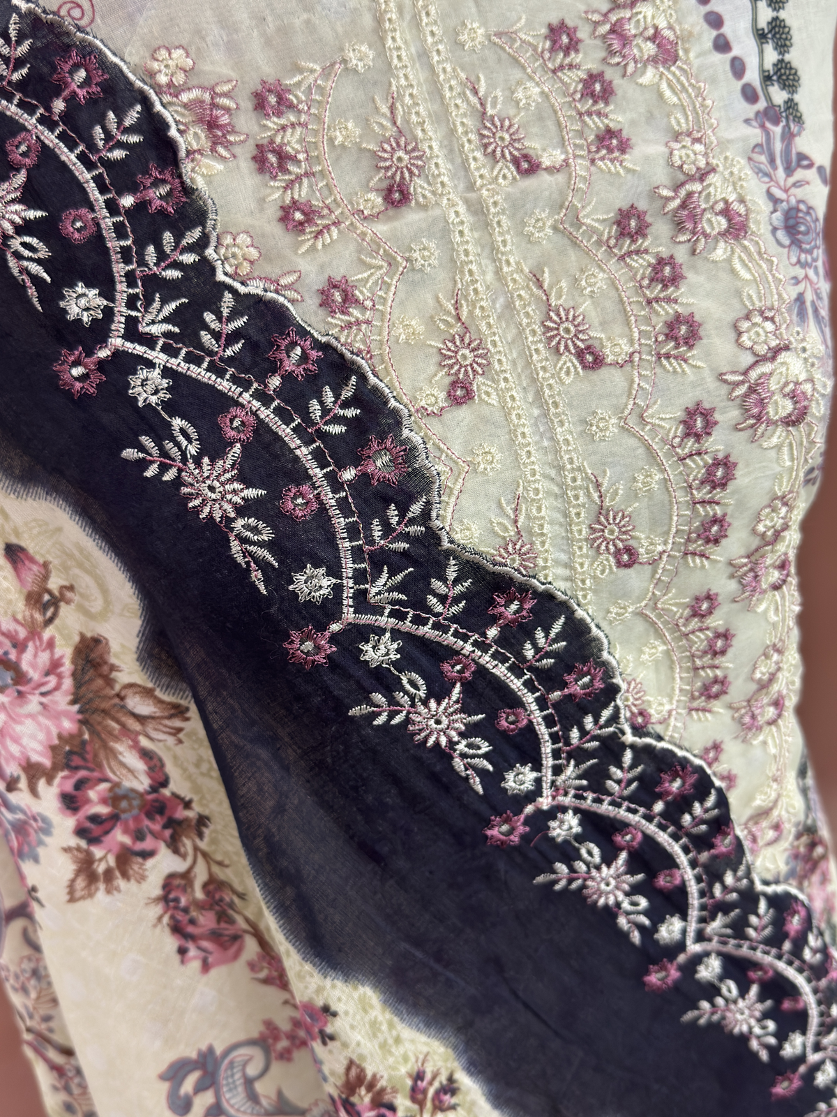 Inspired Shree Fab Ivory Pista Green Unstitched Embroidered Cotton Suit