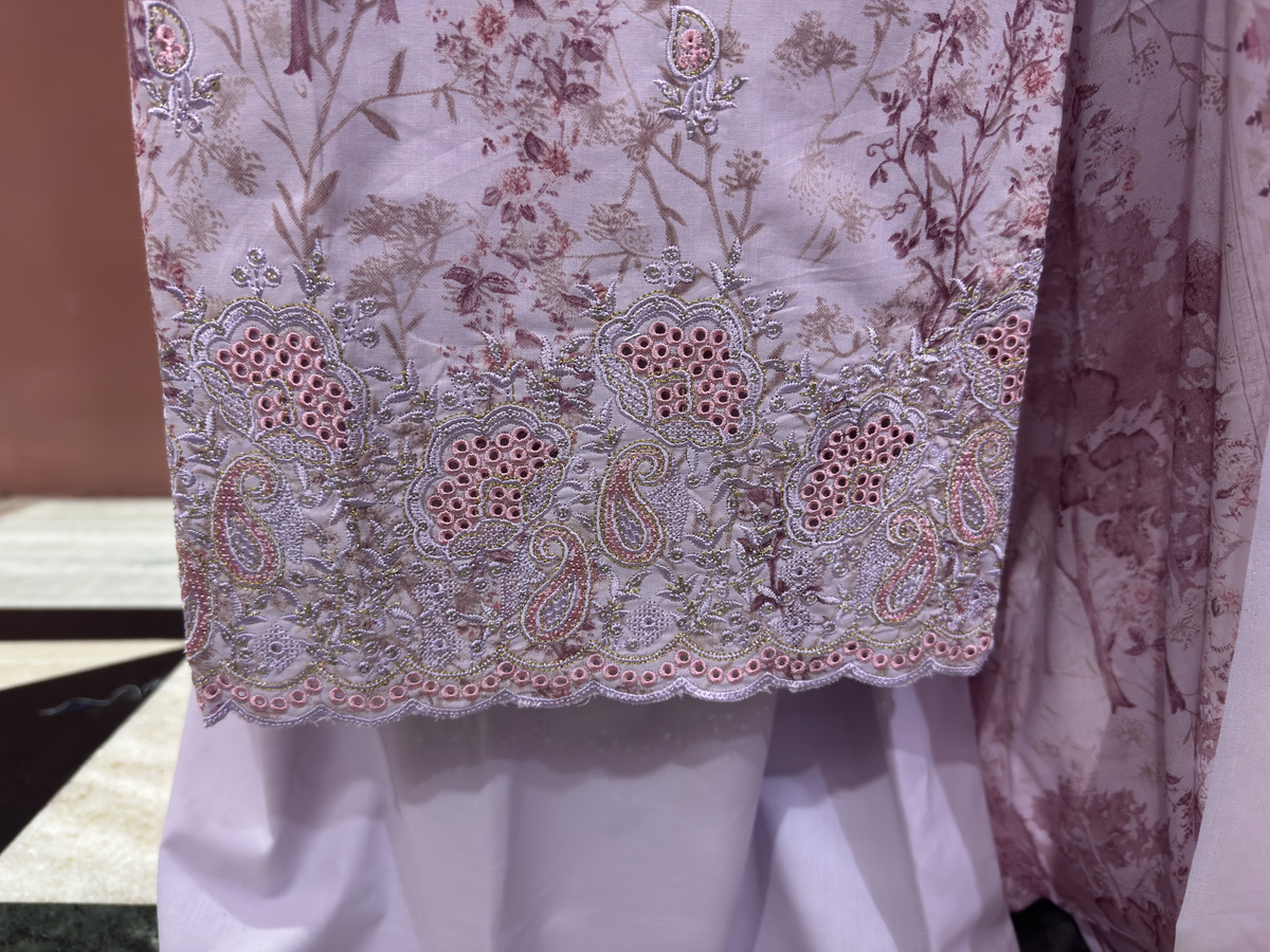 Inspired Khuda Baksh Onion Pink Chikankari Cotton Suit