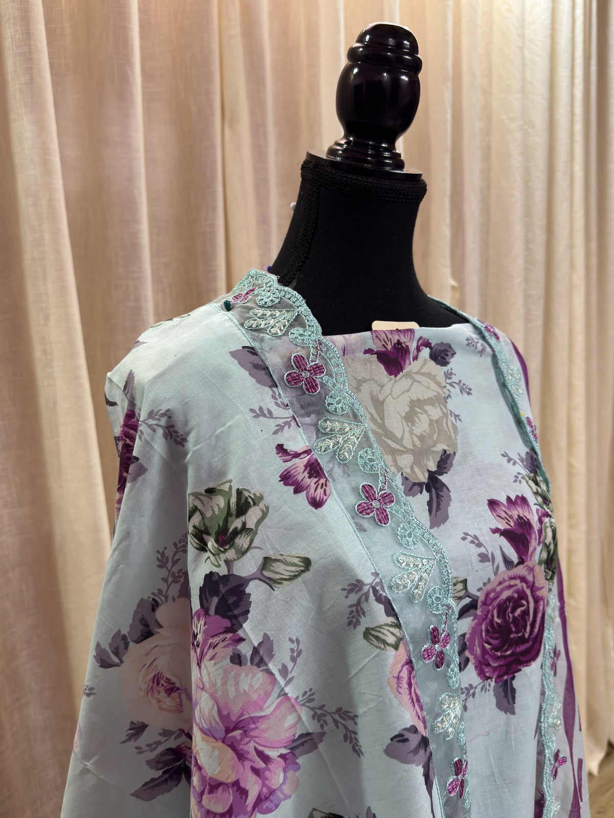 Inspired Abu Rehan Pale Ice Blue Chikankari Cotton Suit