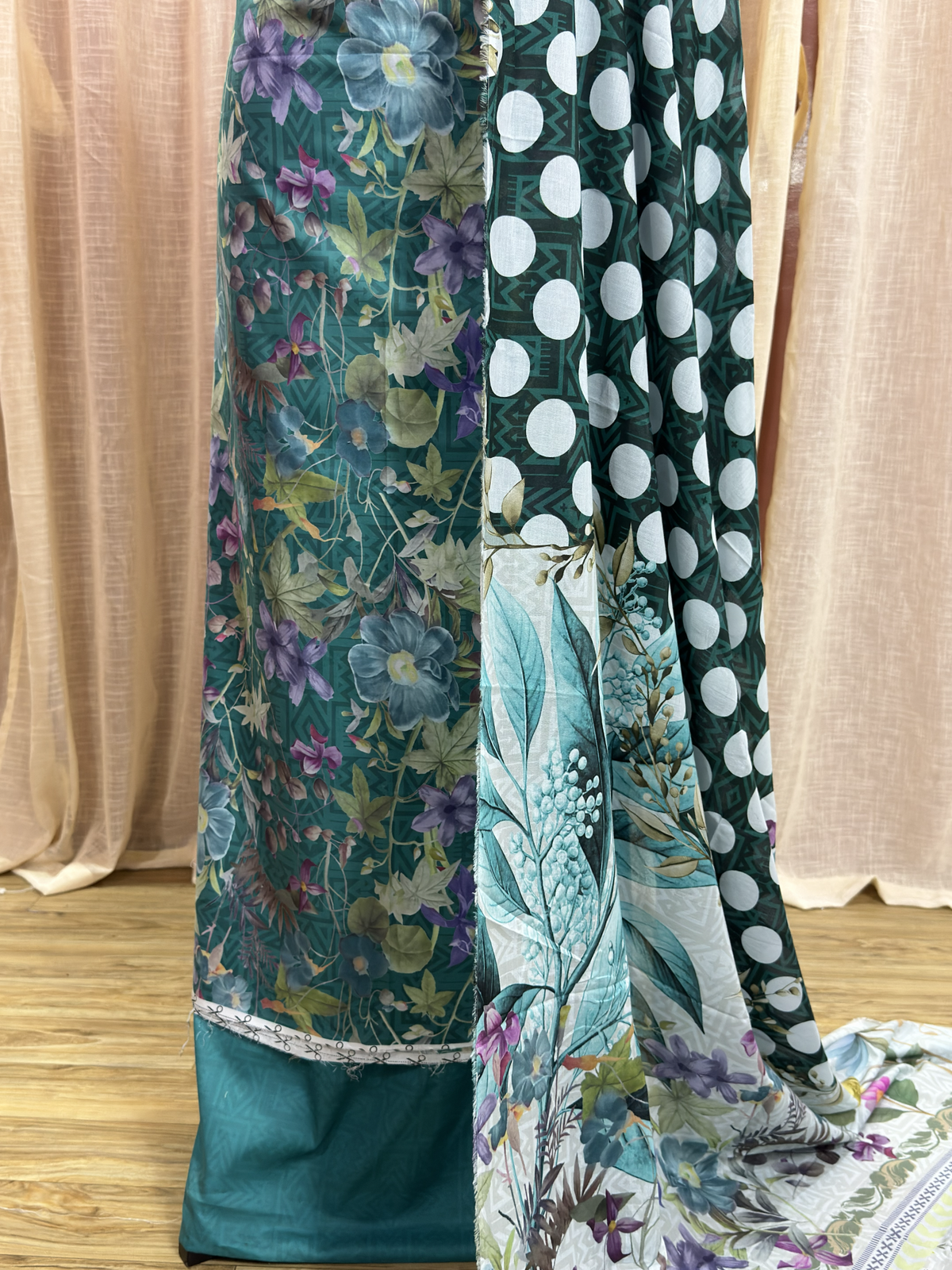 Original Elaf Emerald Green Floral Print Unstitched Lawn Suit
