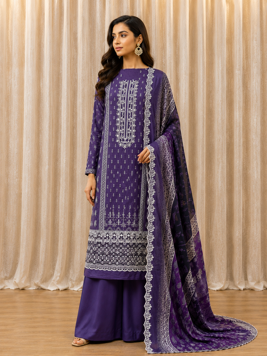 Inspired Alfaaz by Al Marina Deep Purple Chikankari Cotton Suit