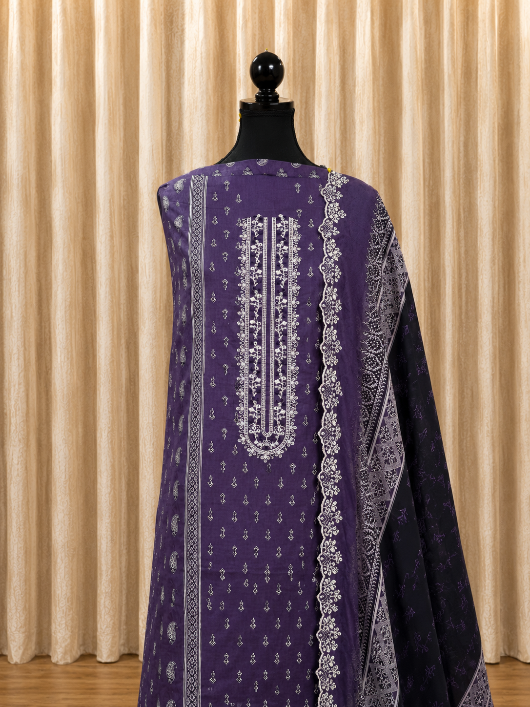 Inspired Alfaaz by Al Marina Deep Purple Chikankari Cotton Suit