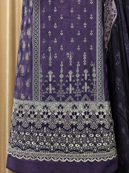 Inspired Alfaaz by Al Marina Deep Purple Chikankari Cotton Suit