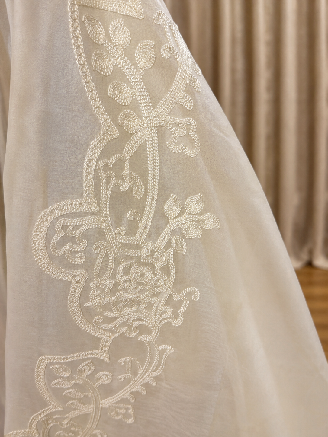 Inspired Maria B Pearl White Semi-stitched Embroidered Cotton Suit