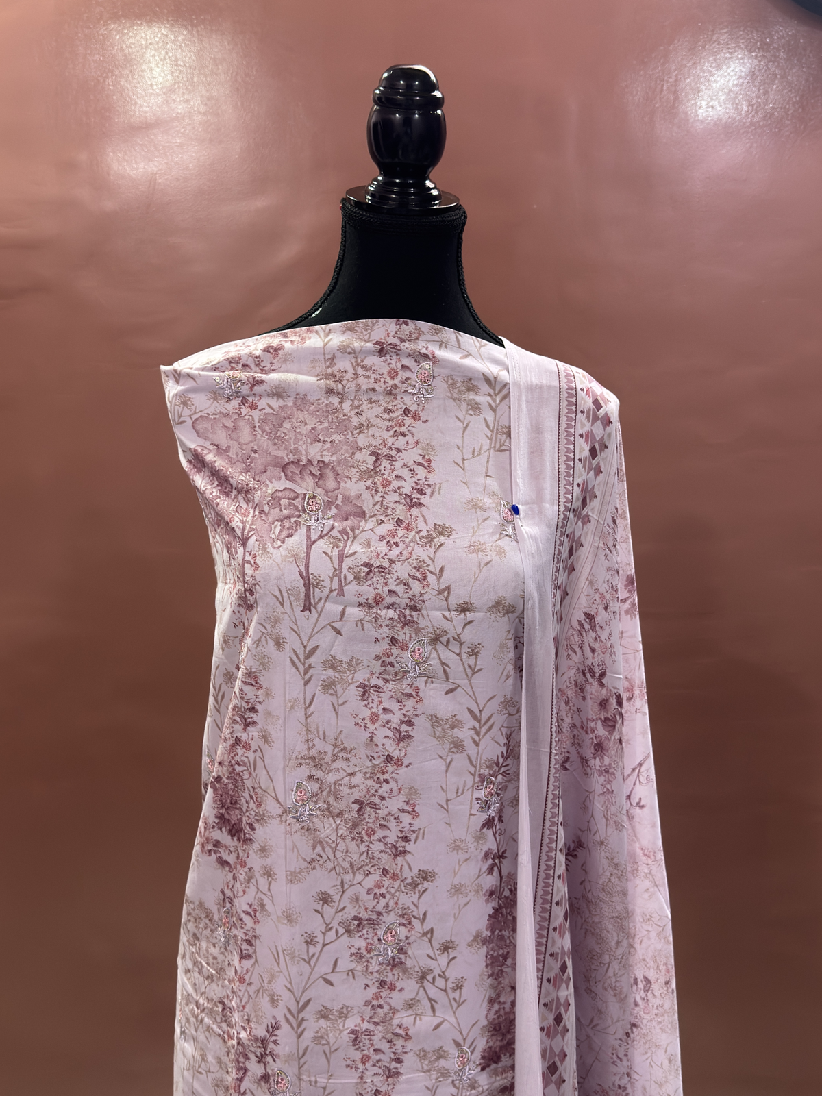 Inspired Khuda Baksh Onion Pink Chikankari Cotton Suit