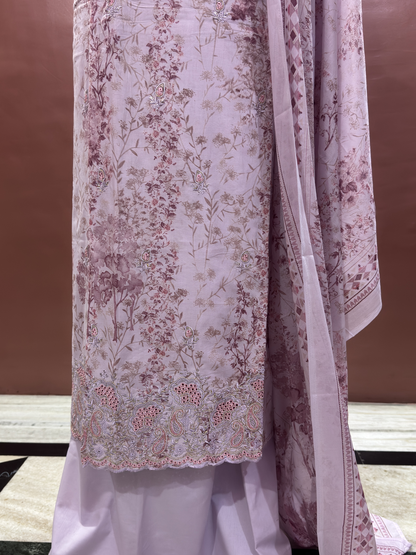 Inspired Khuda Baksh Onion Pink Chikankari Cotton Suit