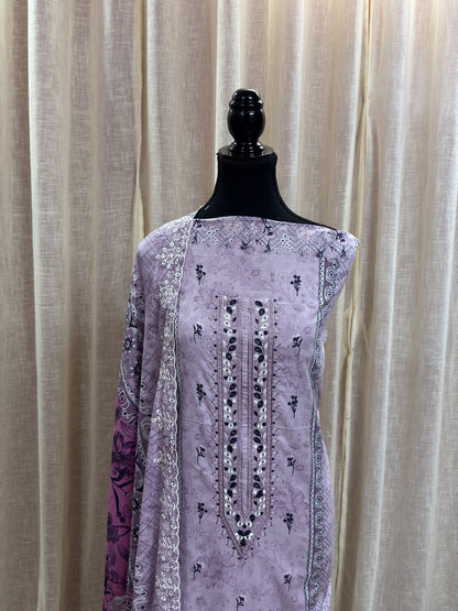 Inspired Alfaaz by Al Marina Lavender Chikankari Cotton Suit