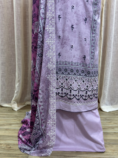 Inspired Alfaaz by Al Marina Lavender Chikankari Cotton Suit