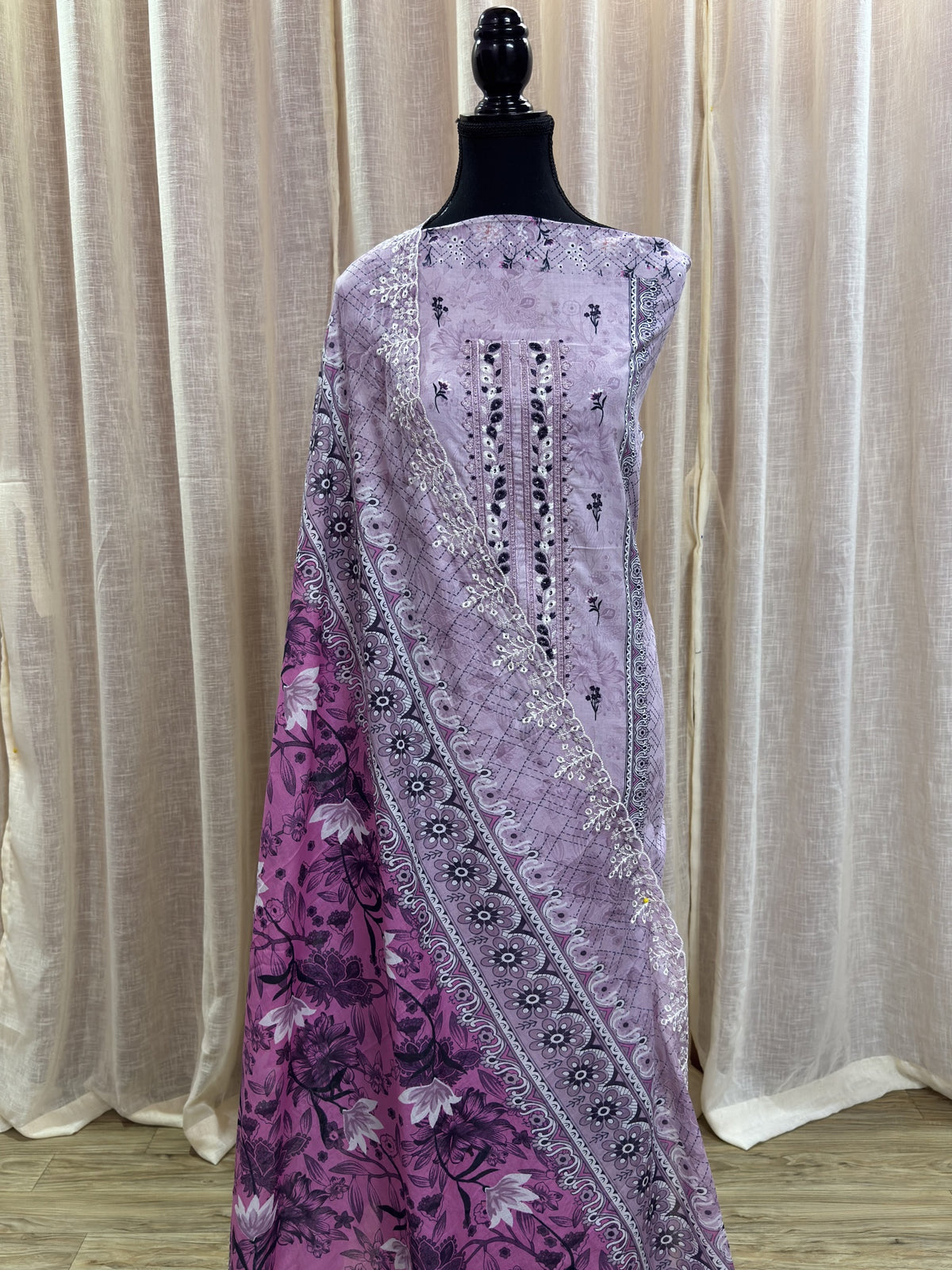 Inspired Alfaaz by Al Marina Lavender Chikankari Cotton Suit