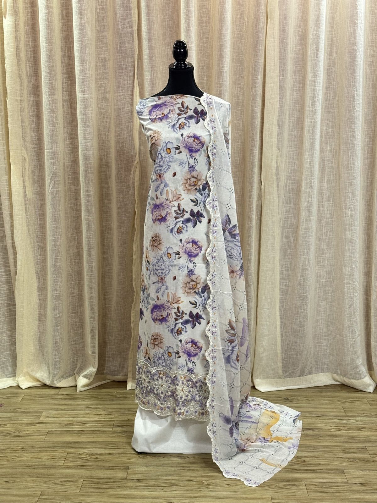 Inspired Abu Rehan Pearl White Chikankari Cotton Suit