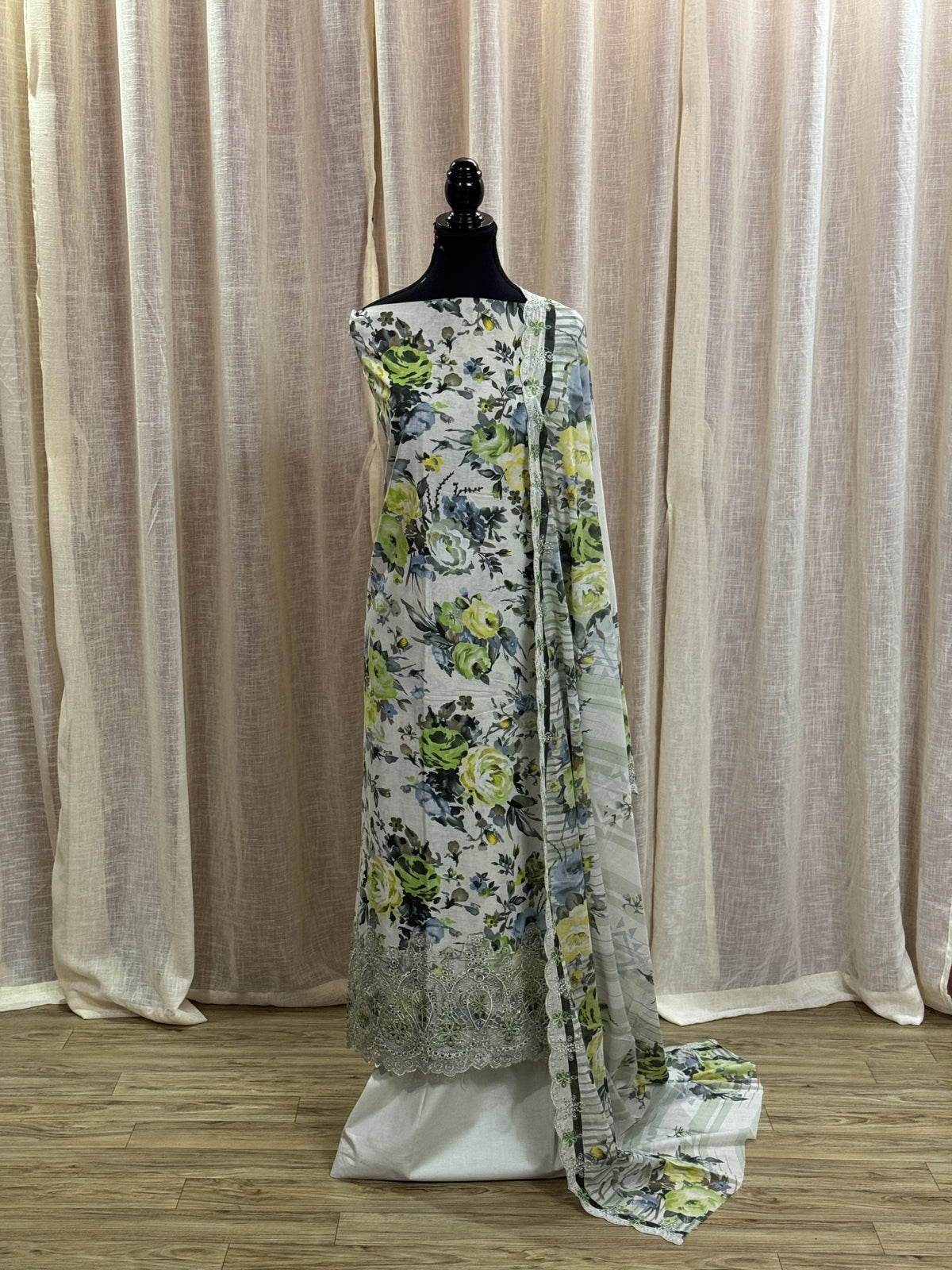 Inspired Abu Rehan Sage Green Chikankari Cotton Suit