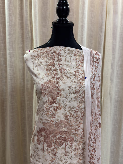 Inspired Khuda Baksh Rose Peach Chikankari Cotton Suit