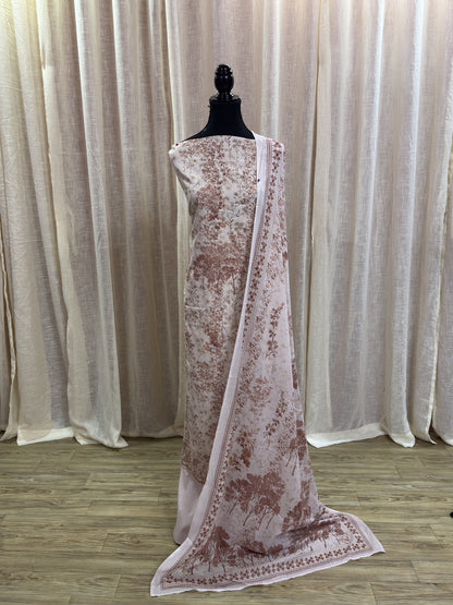 Inspired Khuda Baksh Rose Peach Chikankari Cotton Suit