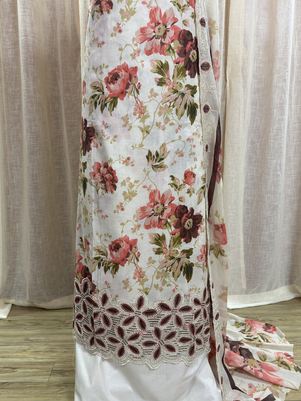 Inspired Abu Rehan Rose Ivory Chikankari Cotton Suit