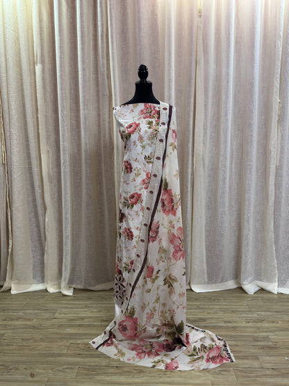 Inspired Abu Rehan Rose Ivory Chikankari Cotton Suit