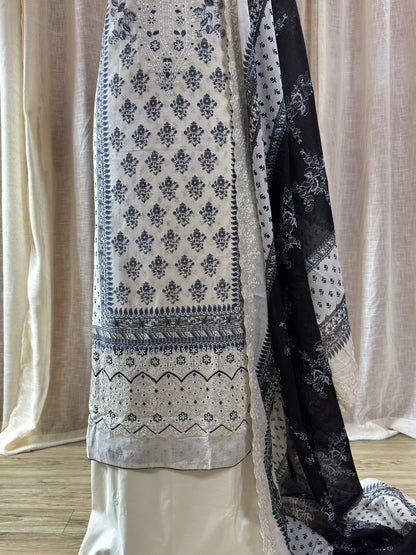 Inspired Alfaaz by Al Marina White Chikankari Cotton Suit