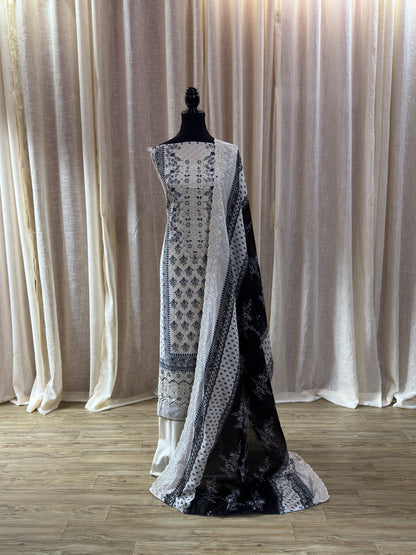 Inspired Alfaaz by Al Marina White Chikankari Cotton Suit
