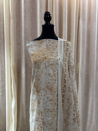 Inspired Khuda Baksh Champagne Ivory Chikankari Cotton Suit
