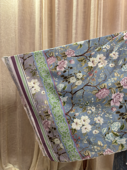 Original Elaf Soft Blue Floral Print Unstitched Lawn Suit