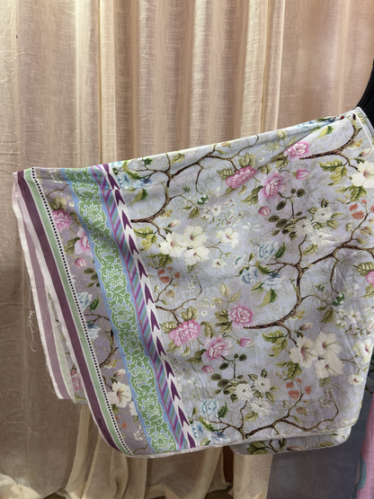 Original Elaf Lavender Blue Floral Print Unstitched Lawn Suit