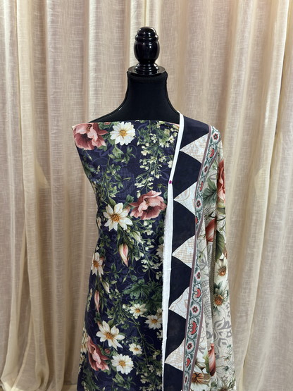 Original Elaf Imperial Indigo Floral Print Unstitched Lawn Suit