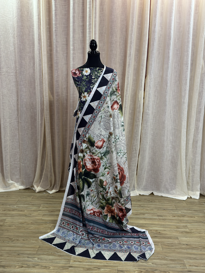 Original Elaf Imperial Indigo Floral Print Unstitched Lawn Suit