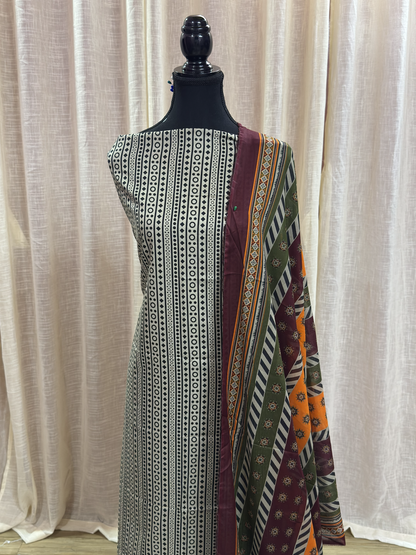 Original Bin Saeed Luxe White Floral Print Unstitched Lawn Suit